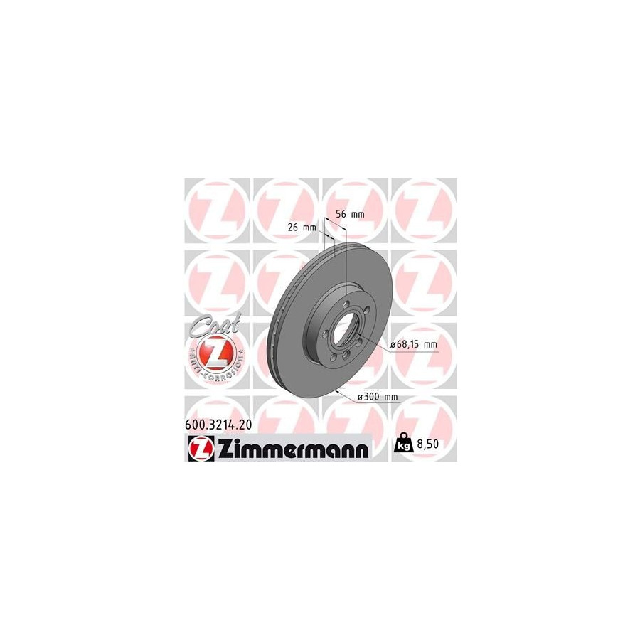 Zimmermann Disque De Frein 600.3214.20 Volkswagen