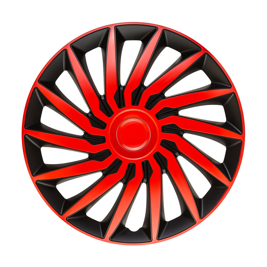 Jeu de 4 enjoliveurs Kendo 15 pouces noir / rouge