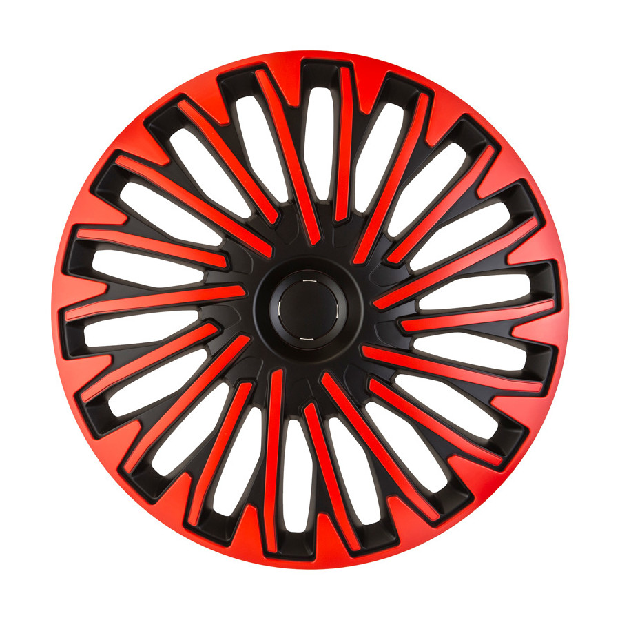 Jeu de 4 enjoliveurs Soho 15 pouces noir / rouge