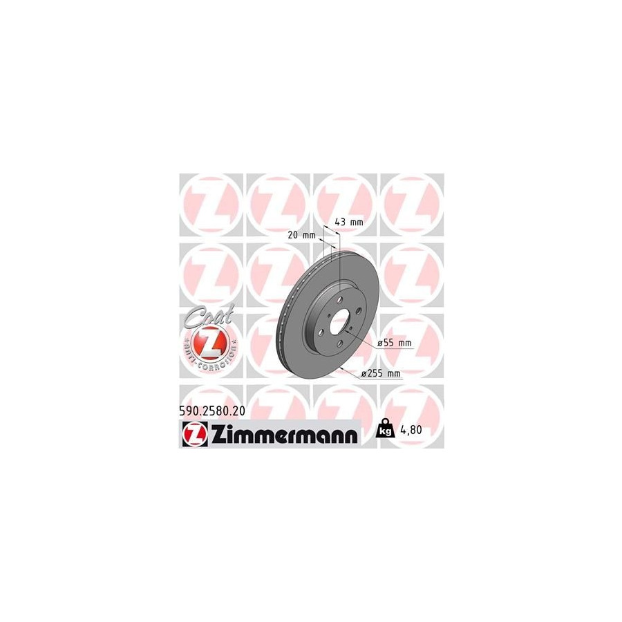 Zimmermann Disque De Frein 590.2580.20 Toyota