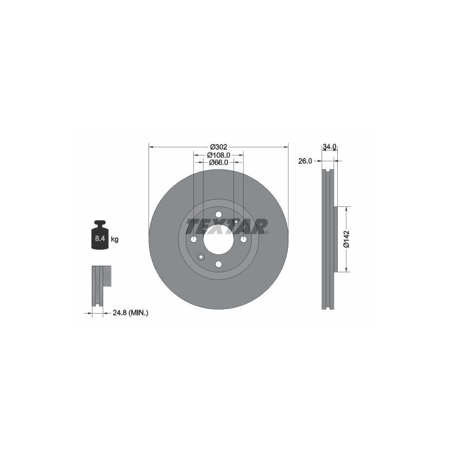 Textar Disque De Frein 92133203 Alfa Romeo;Citroen;Ds;Fiat;Jeep;Opel;Peugeot
