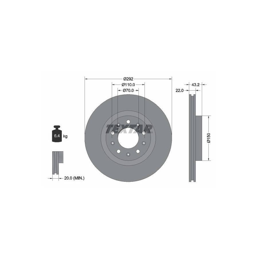Textar Disque De Frein 92221103 Alfa Romeo