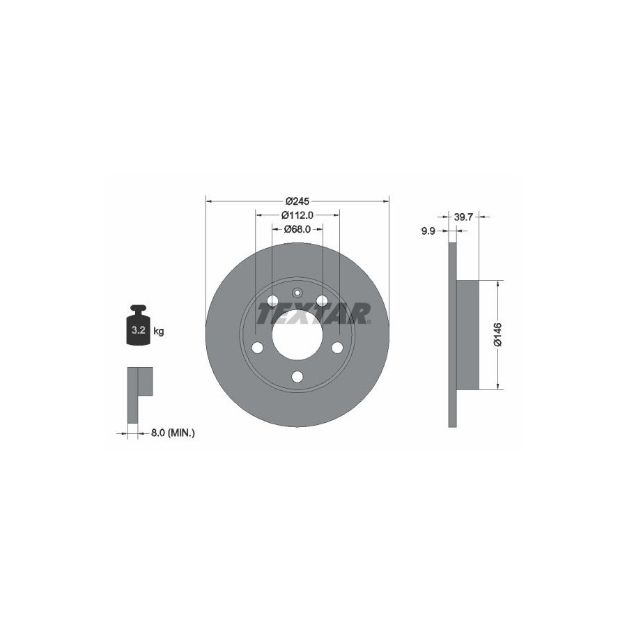 Textar Disque De Frein 92106203 Audi;Seat