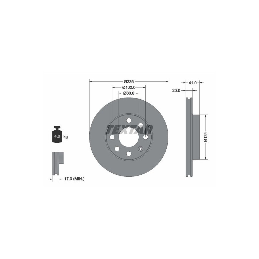 Textar Disque De Frein 92029603 Daewoo;Opel;Vauxhall