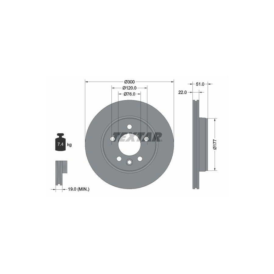 Textar Disque De Frein 92288503 Man;Volkswagen