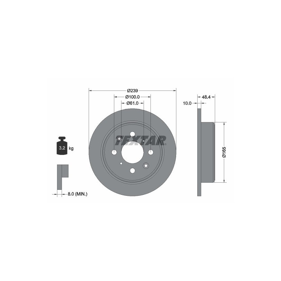 Textar Disque De Frein 92060800 Acura;Honda;Lotus;Mg;Rover