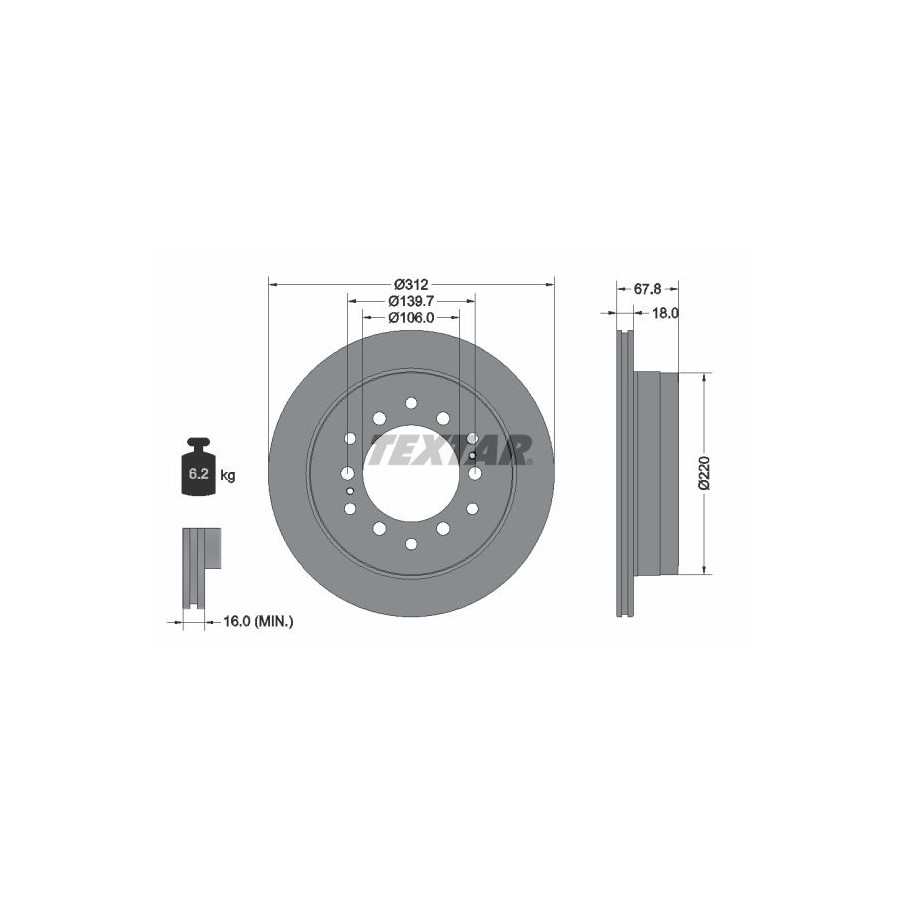 Textar Disque De Frein 92170103 Toyota
