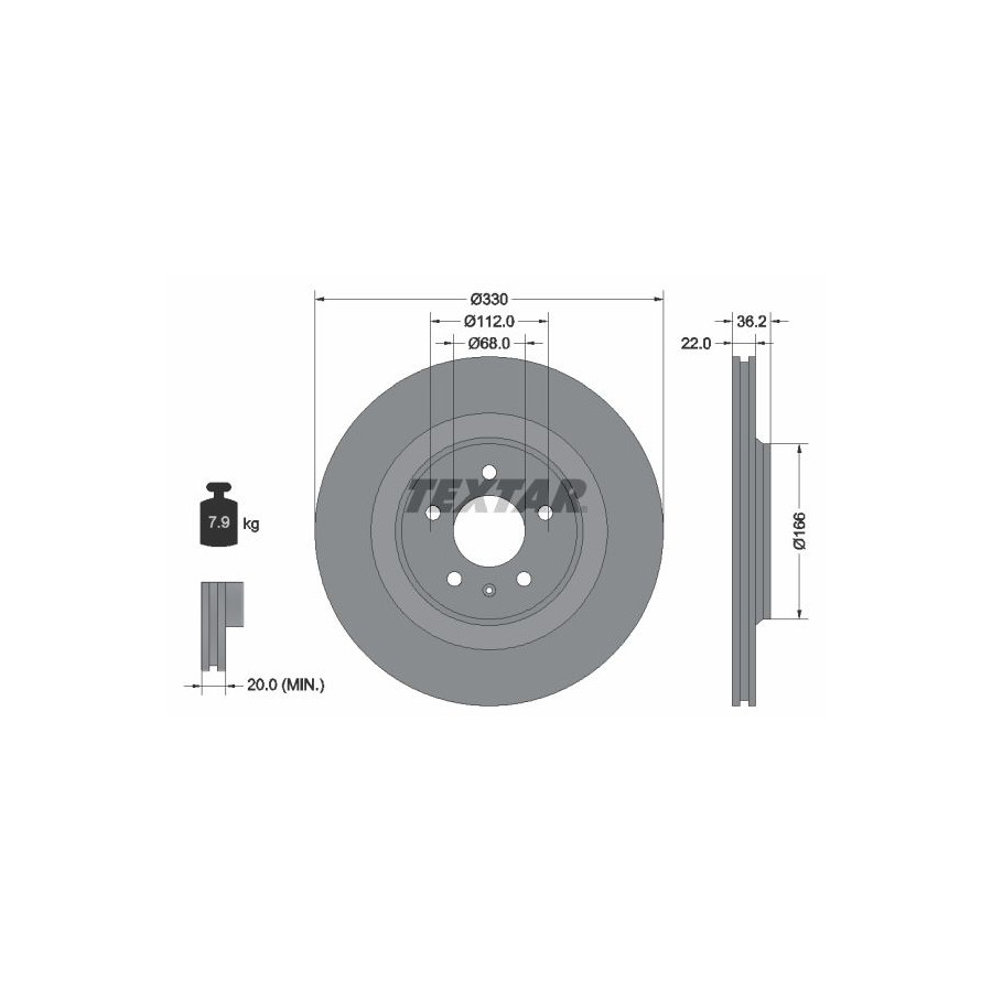 Textar Disque De Frein 92160303 Audi