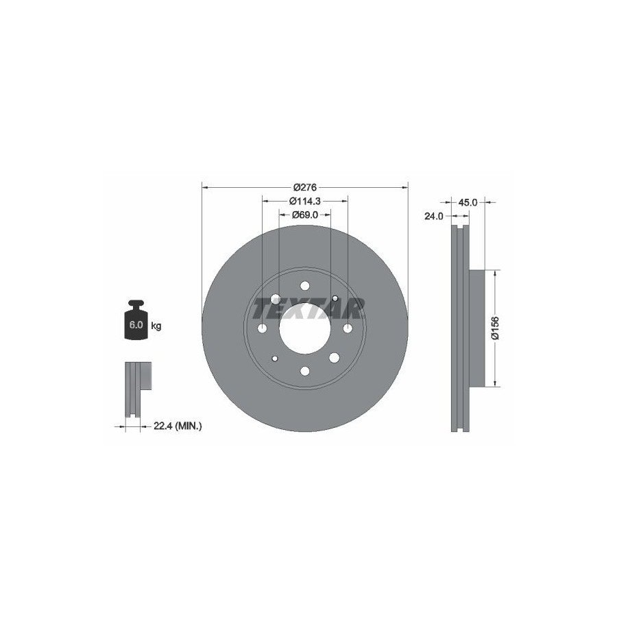 Textar Disque De Frein 92110500 Mitsubishi