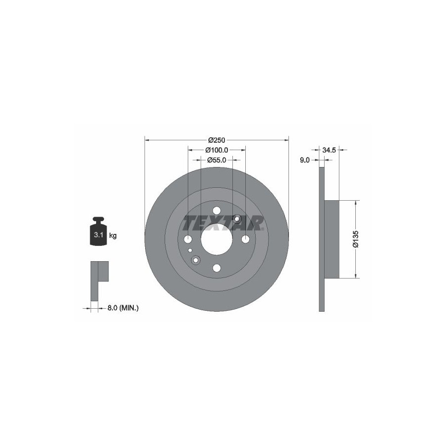 Textar Disque De Frein 92061700 Mazda