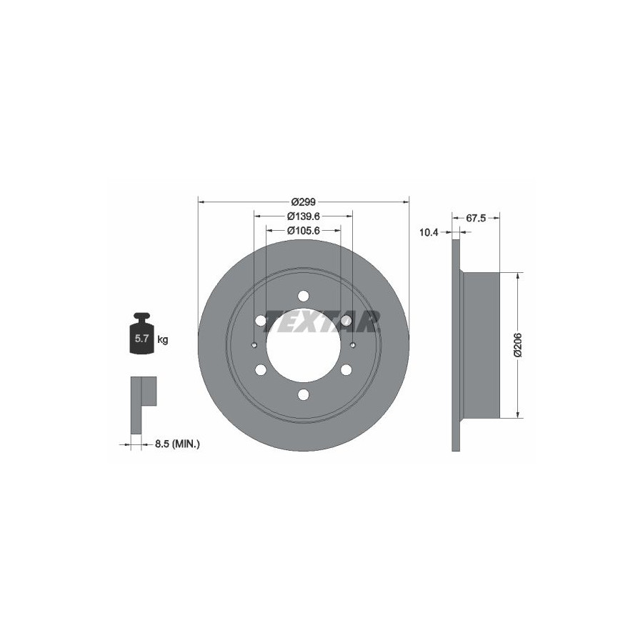 Textar Disque De Frein 92138500 Daewoo;Ssangyong