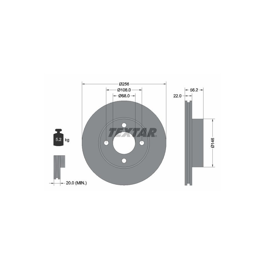 Textar Disque De Frein 92054200 Audi