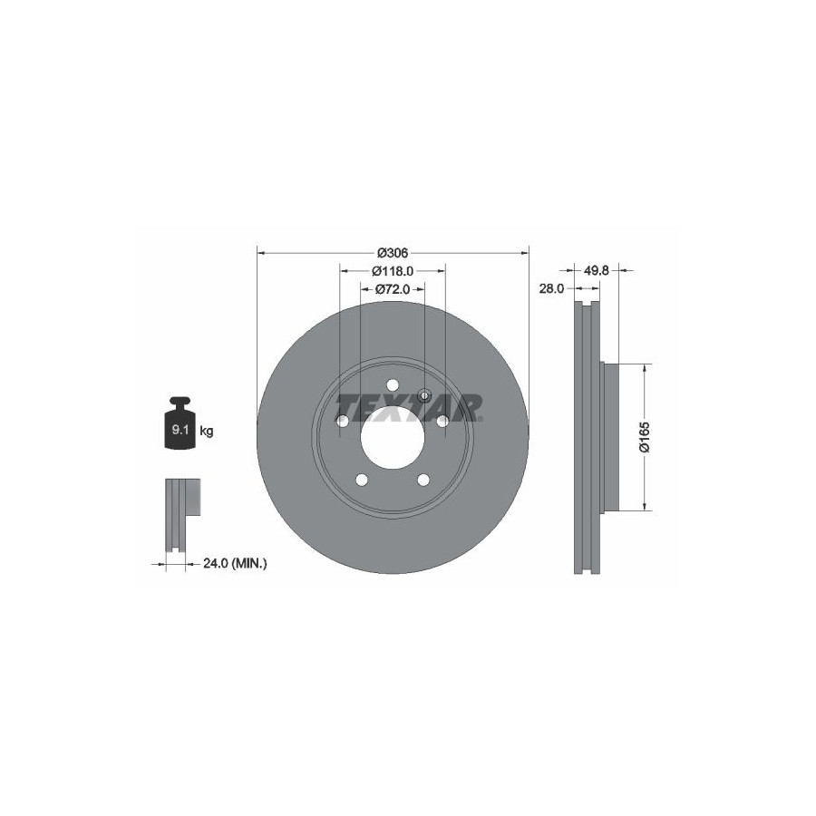 Textar Disque De Frein 92116005 Nissan;Opel;Renault;Vauxhall