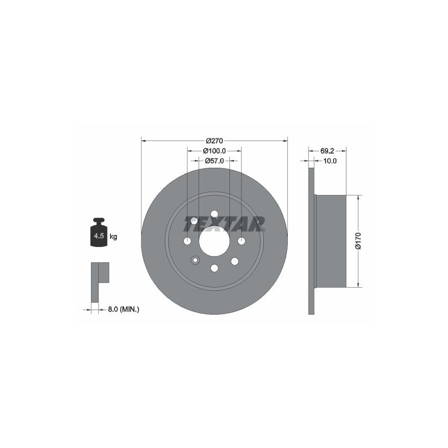 Textar Disque De Frein 92075503 Opel;Vauxhall