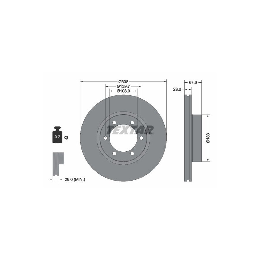 Textar Disque De Frein 92137303 Toyota