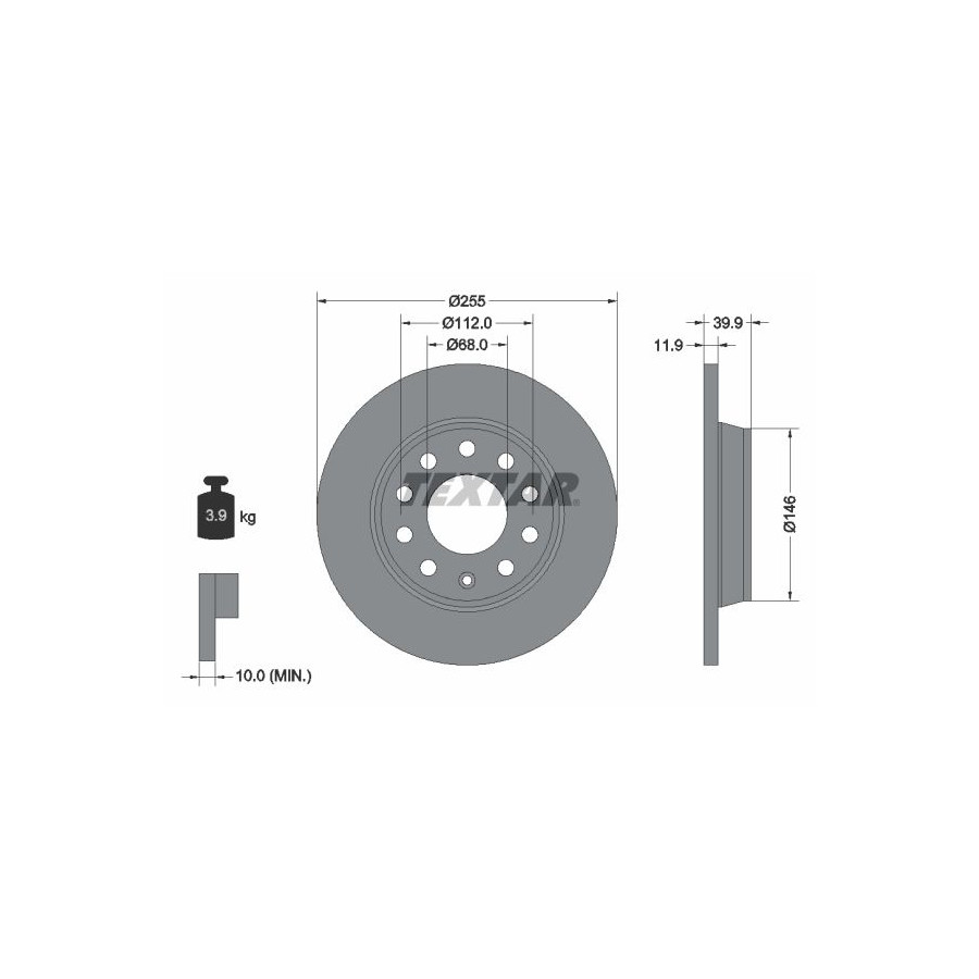 Textar Disque De Frein 92106303 Audi;Seat