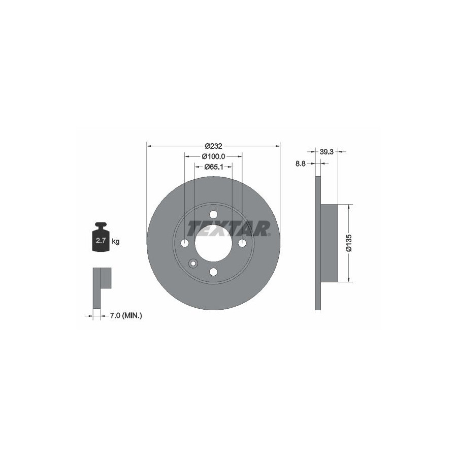 Textar Disque De Frein 92098203 Seat;Volkswagen