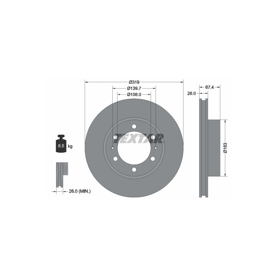Textar Disque De Frein 92274903 Toyota