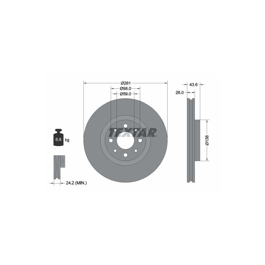 Textar Disque De Frein 92107703 Alfa Romeo;Fiat;Lancia
