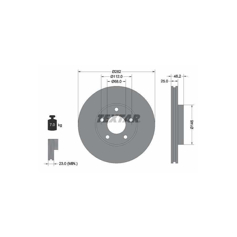 Textar Disque De Frein 92083603 Volkswagen