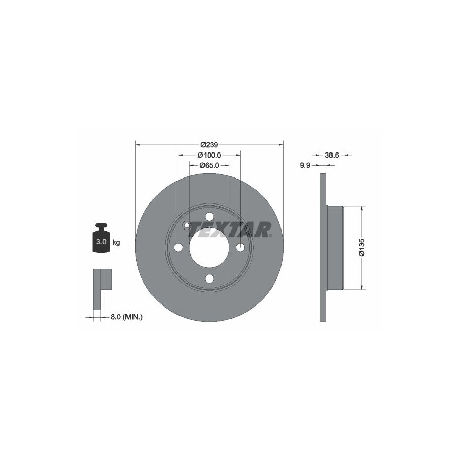 Textar Disque De Frein 92009303 Audi;Seat;Volkswagen