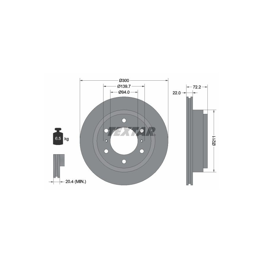 Textar Disque De Frein 92135103 Mitsubishi