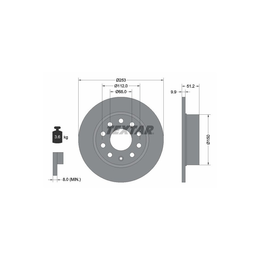 Textar Disque De Frein 92120903 Audi;Seat;Skoda;Volkswagen