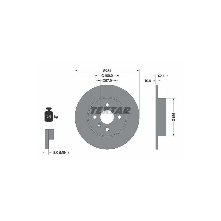 Textar Disque De Frein 92124703 Opel;Vauxhall