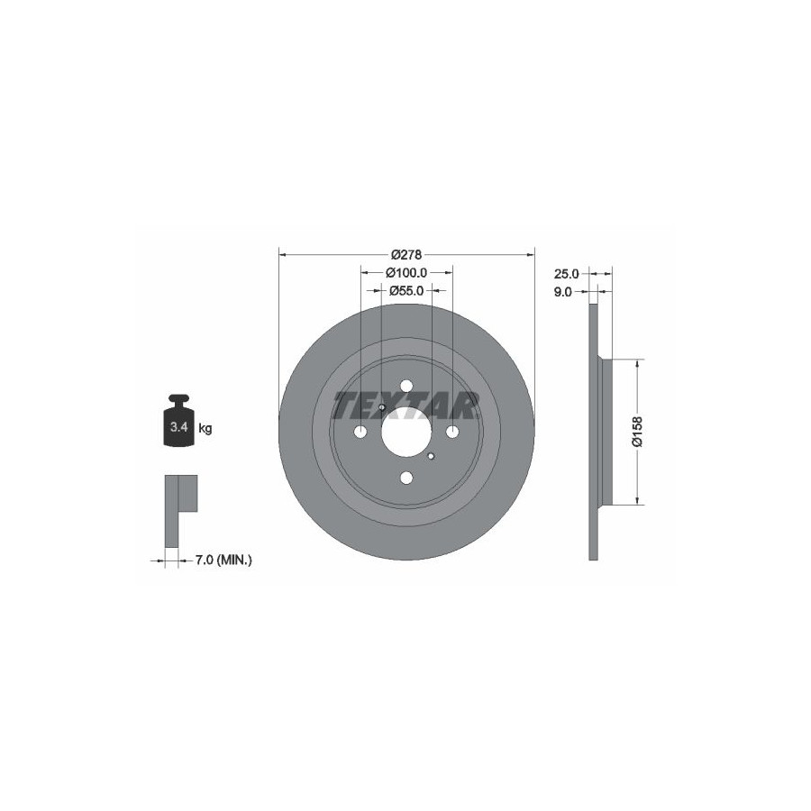 Textar Disque De Frein 92161903 Daihatsu;Toyota