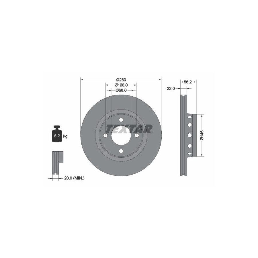Textar Disque De Frein 92060600 Audi