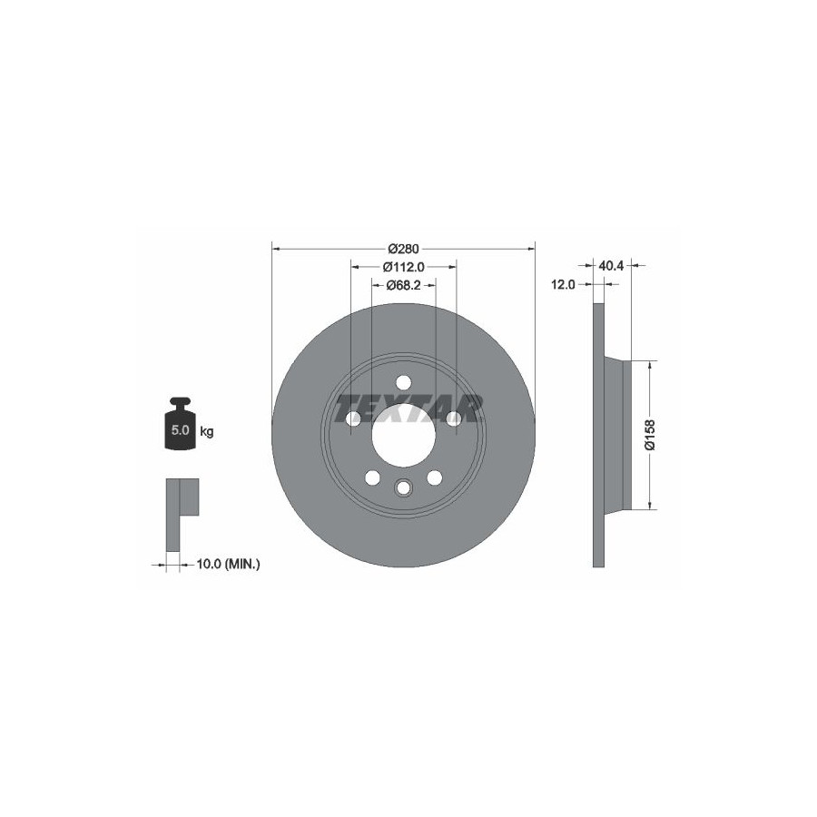 Textar Disque De Frein 92083903 Volkswagen