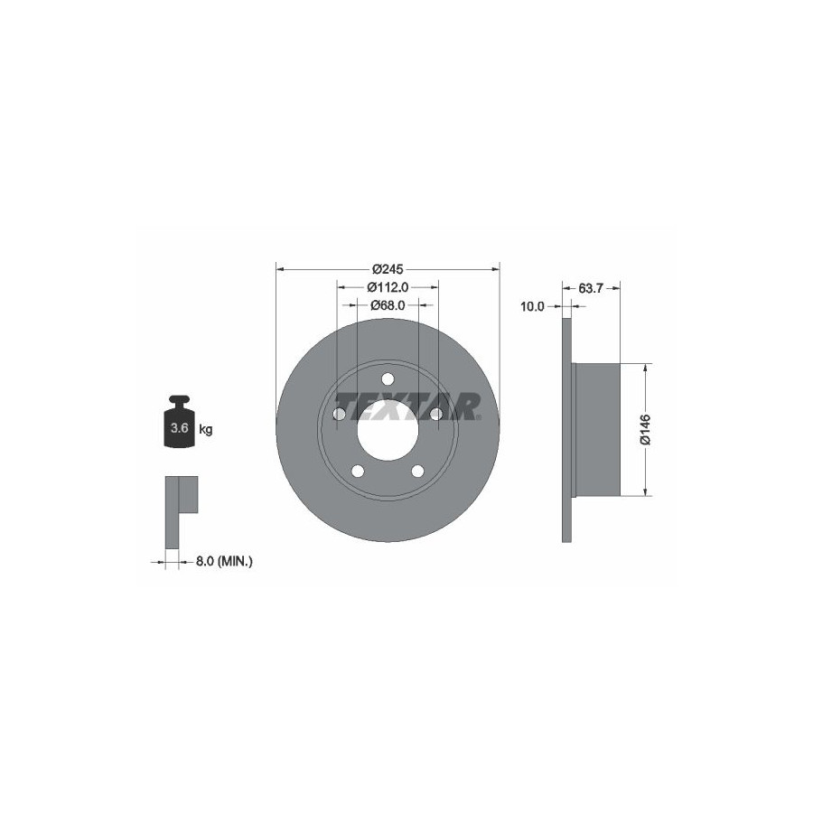 Textar Disque De Frein 92057503 Audi;Skoda;Volkswagen
