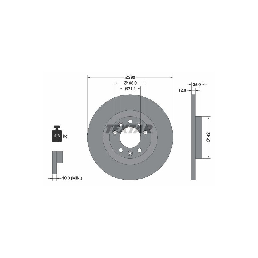 Textar Disque De Frein 92267303 Citroen;Ds;Fiat;Jeep;Opel;Peugeot;Toyota;Vauxhall
