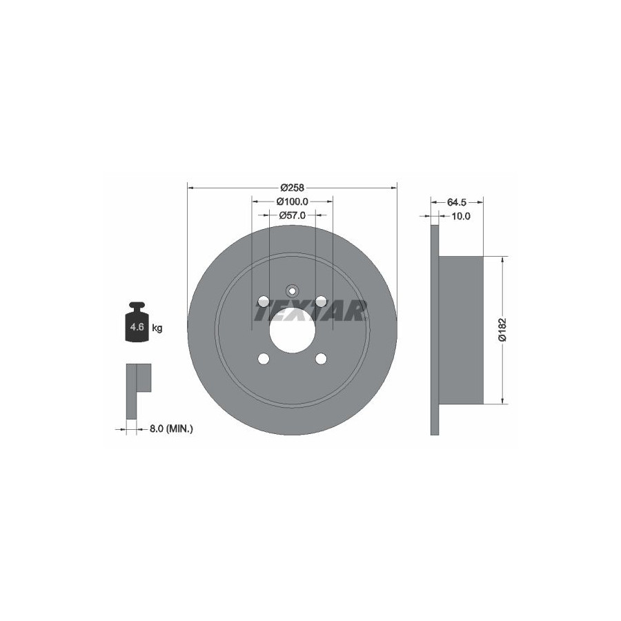 Textar Disque De Frein 92129000 Daewoo