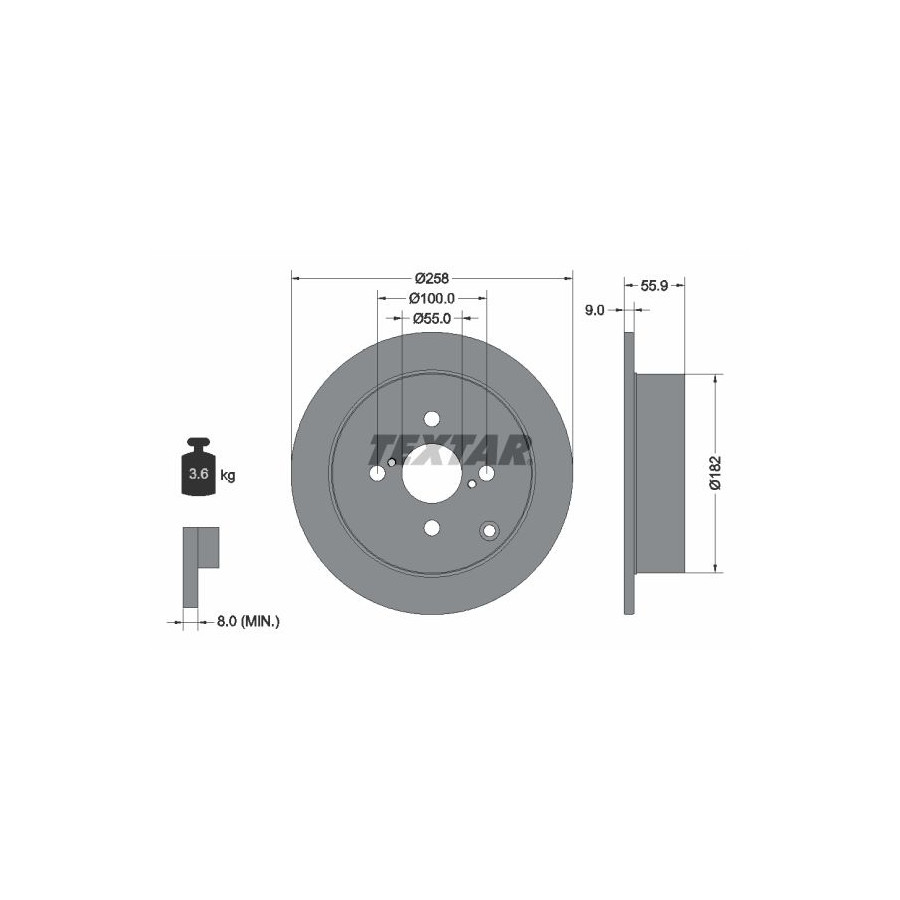 Textar Disque De Frein 92126103 Toyota