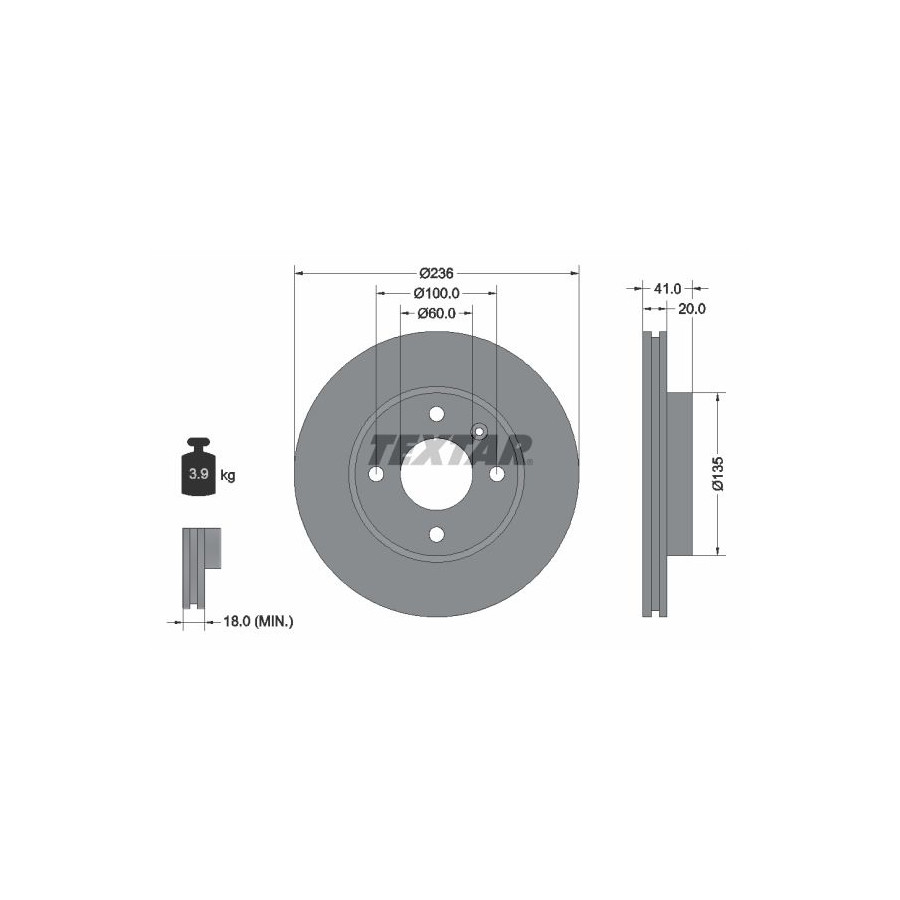 Textar Disque De Frein 92278703 Opel;Vauxhall
