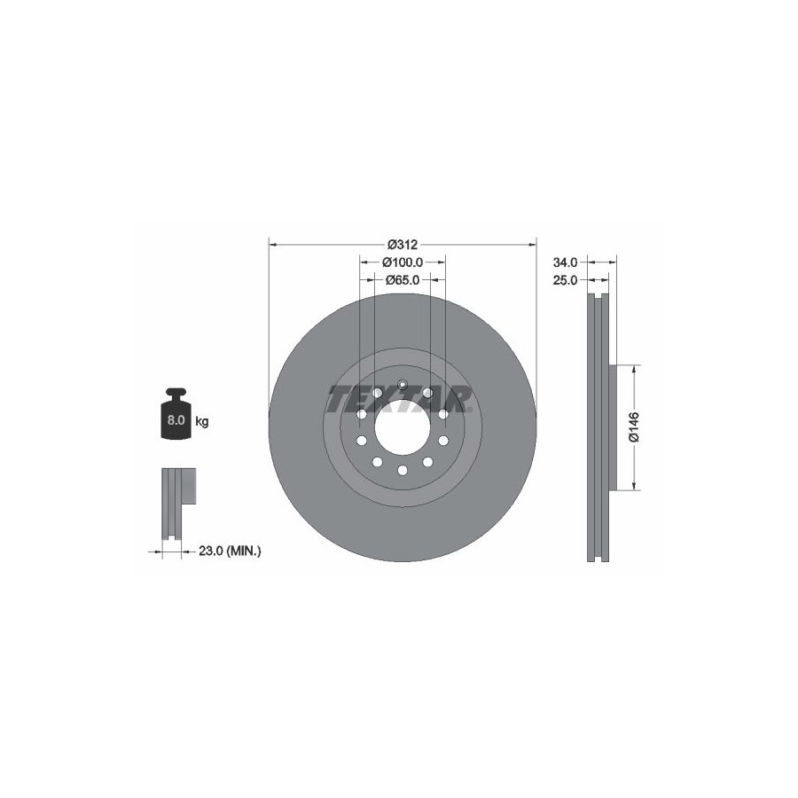 Textar Disque De Frein 92098505 Audi;Seat;Skoda;Volkswagen