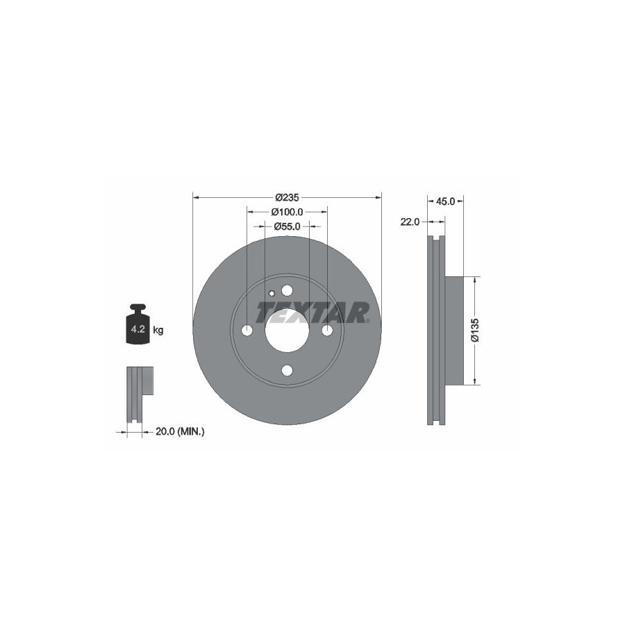 Textar Disque De Frein 92071500 Mazda