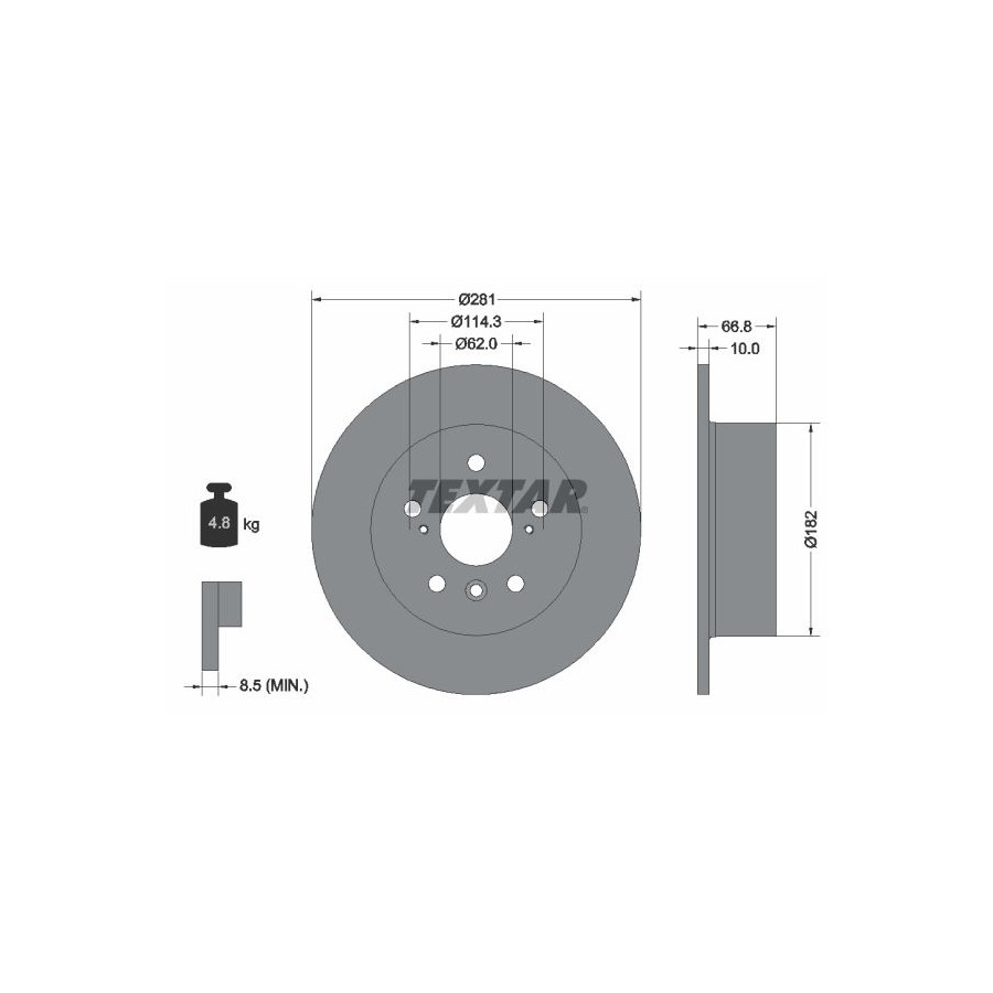 Textar Disque De Frein 92257803 Toyota
