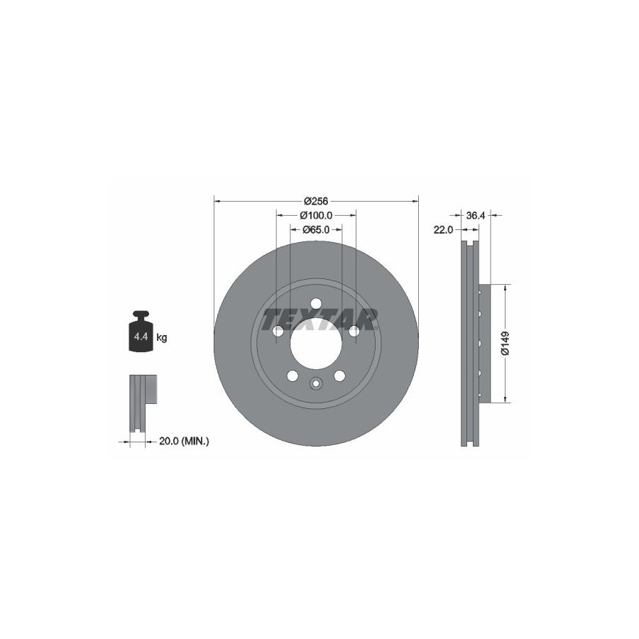Textar Disque De Frein 92098603 Audi;Seat;Skoda;Volkswagen