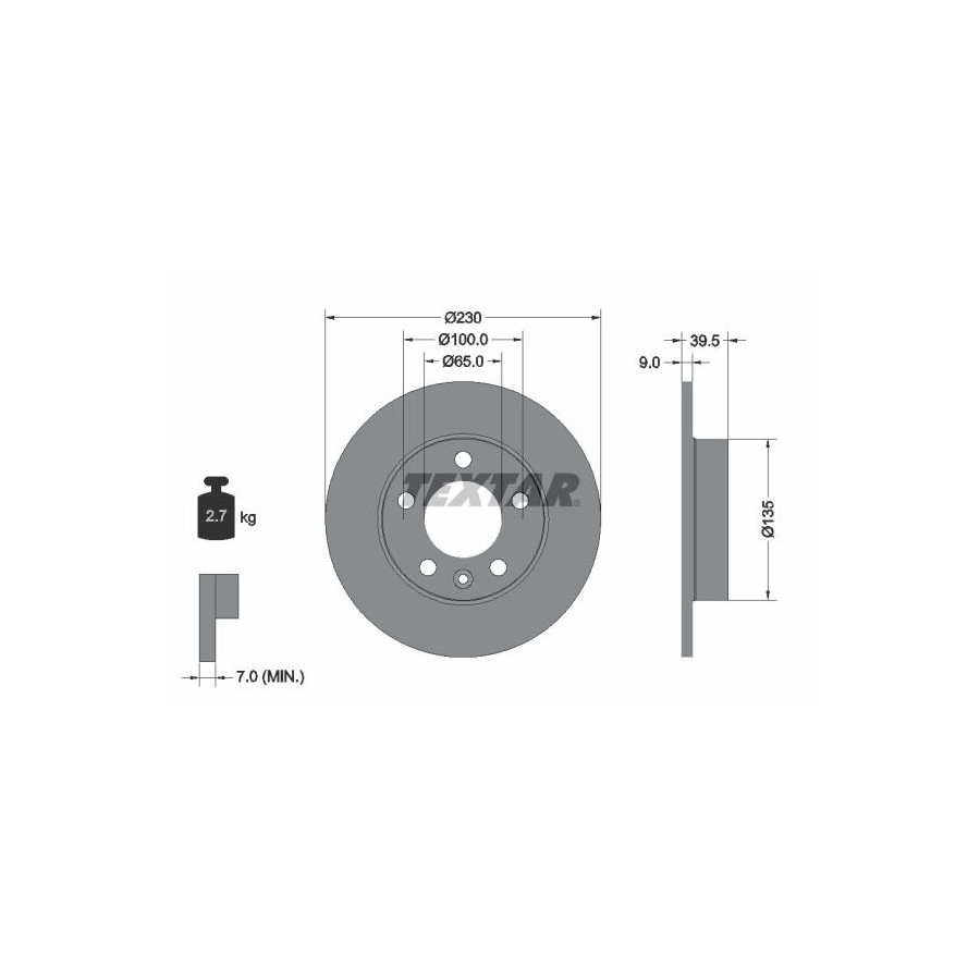 Textar Disque De Frein 92082503 Audi;Seat;Skoda;Volkswagen