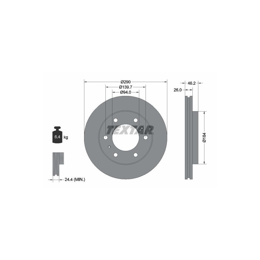 Textar Disque De Frein 92128803 Mitsubishi