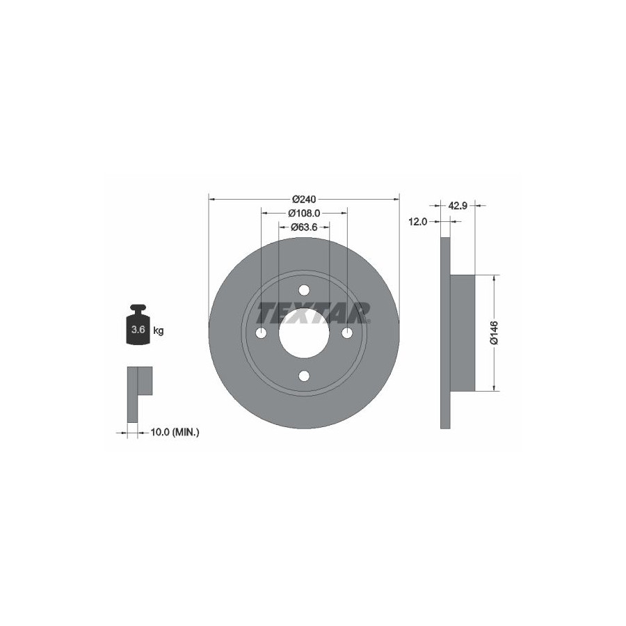 Textar Disque De Frein 92075303 Ford;Mazda