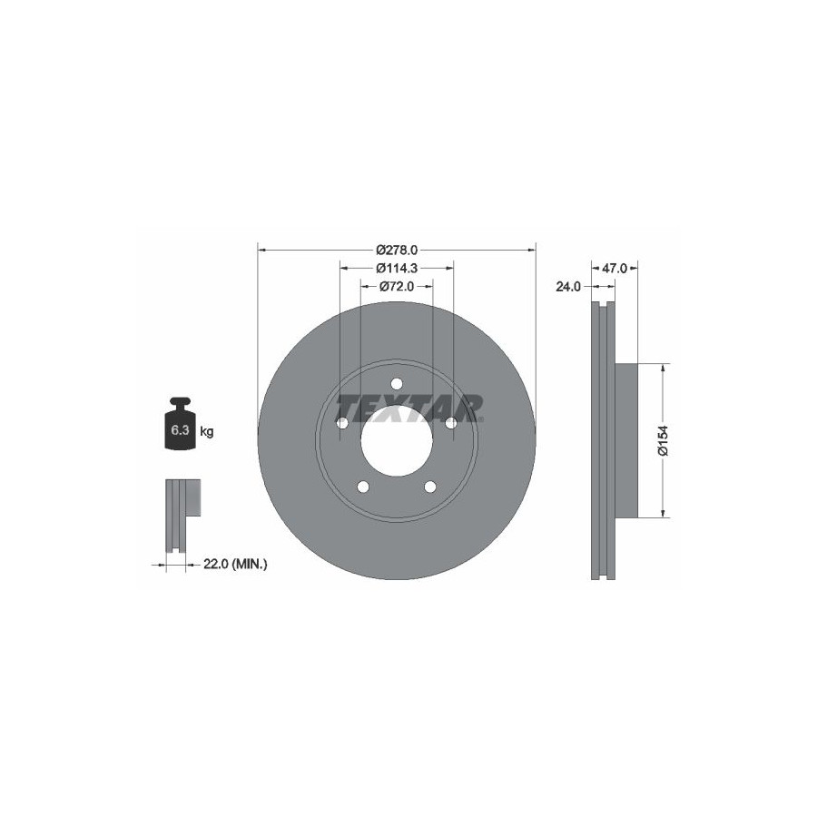 Textar Disque De Frein 92146503 Ford;Mazda
