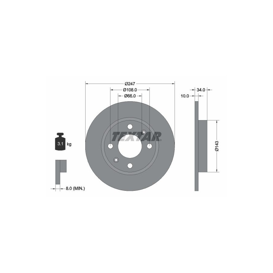Textar Disque De Frein 92029803 Citroen;Peugeot