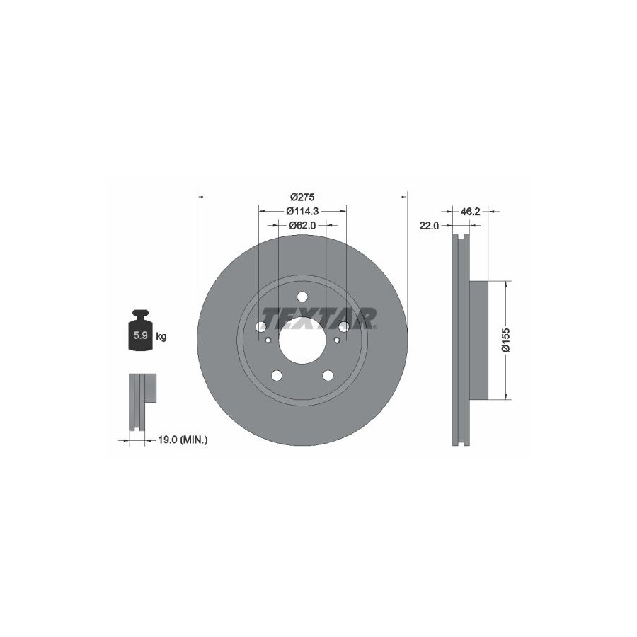Textar Disque De Frein 92163803 Toyota