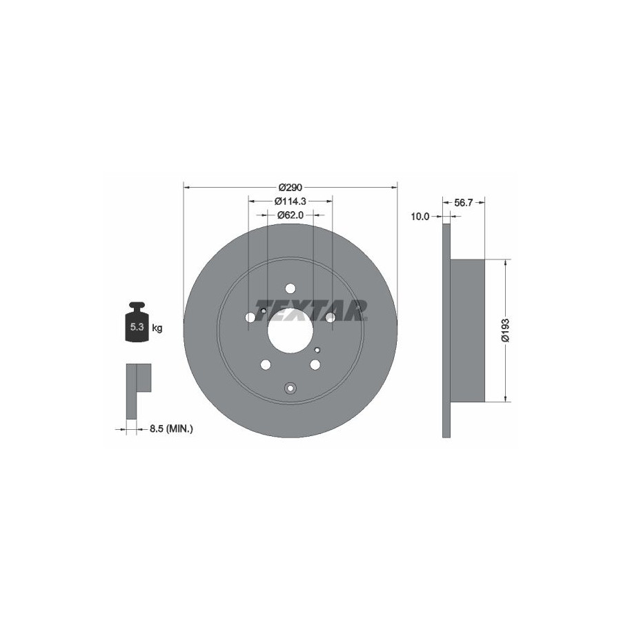 Textar Disque De Frein 92164803 Toyota