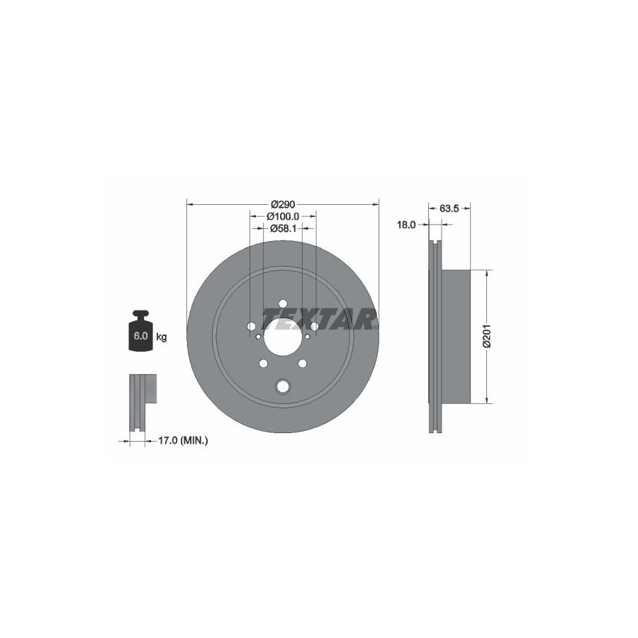 Textar Disque De Frein 92270903 Subaru;Toyota