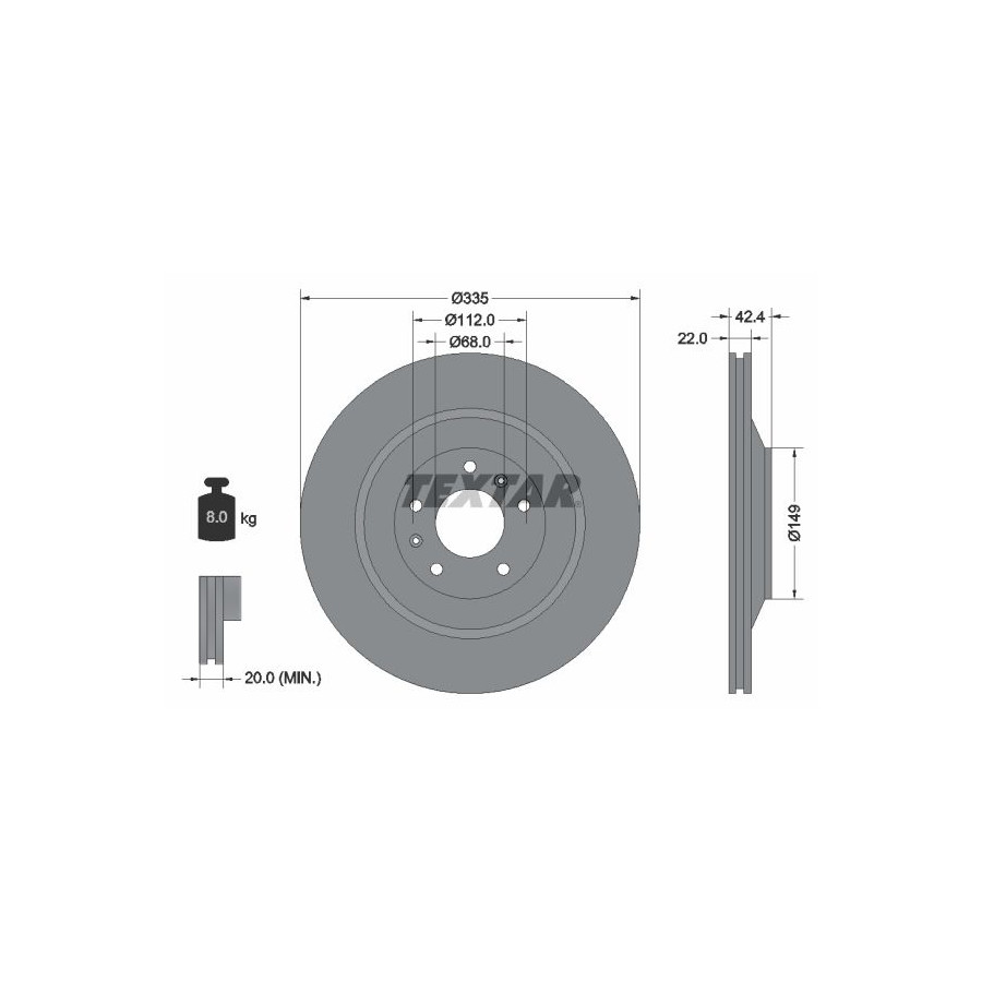 Textar Disque De Frein 92177005 Audi;Bentley;Volkswagen