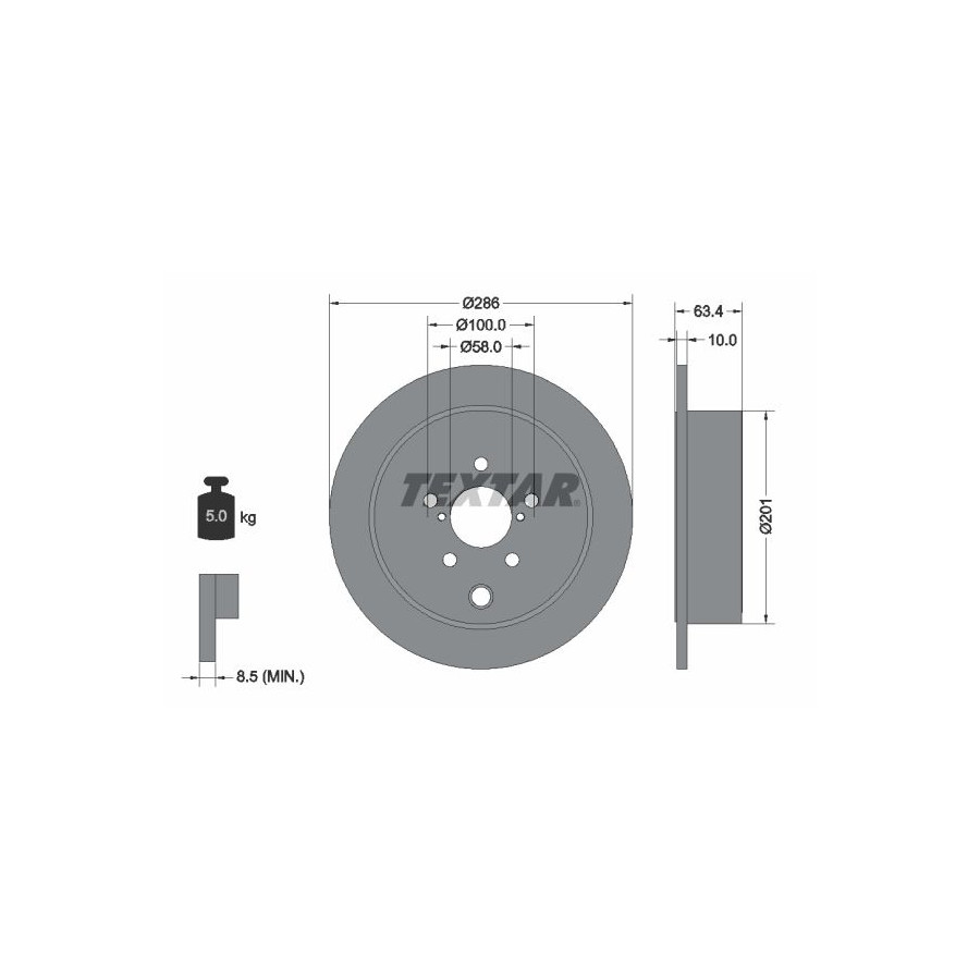 Textar Disque De Frein 92200000 Subaru;Toyota